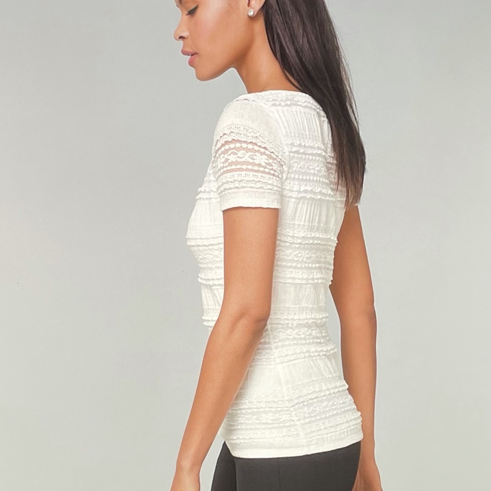 WHBM Lace Top Stretchy Ecru XX Small - Picture 2 of 15